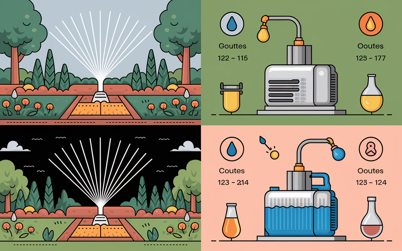 Maison vignette pompe radiale arrosage jardin et volumetrique liquide epais