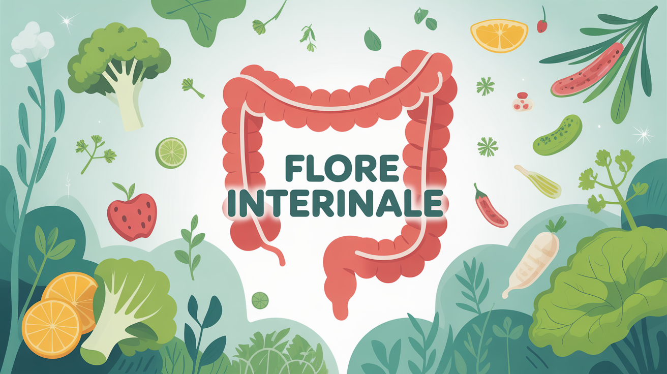 Illustration flore intestinale ambiance bien-être et microbiote