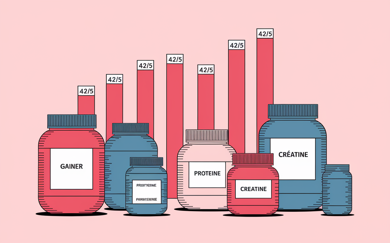 Comparatif gainers, protéines, créatine prise de poids