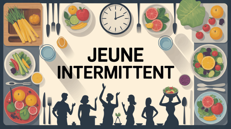 table jeune intermittent aliments sains horloge