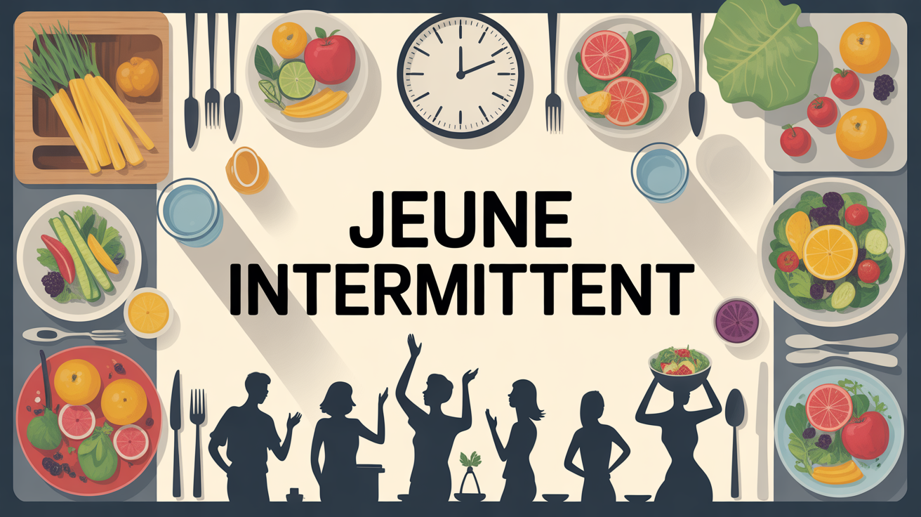 table jeune intermittent aliments sains horloge