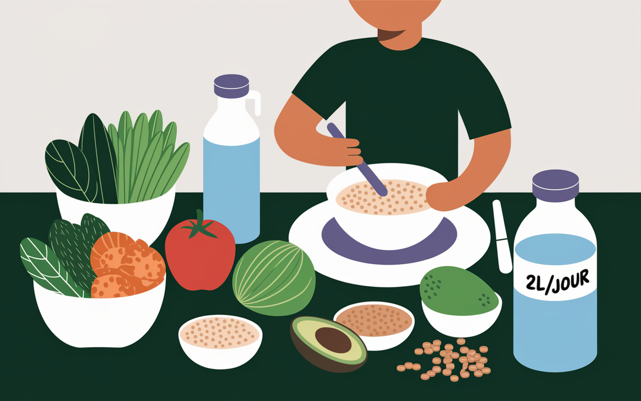 Menu ventre plat legumes eau porridge 2 litres