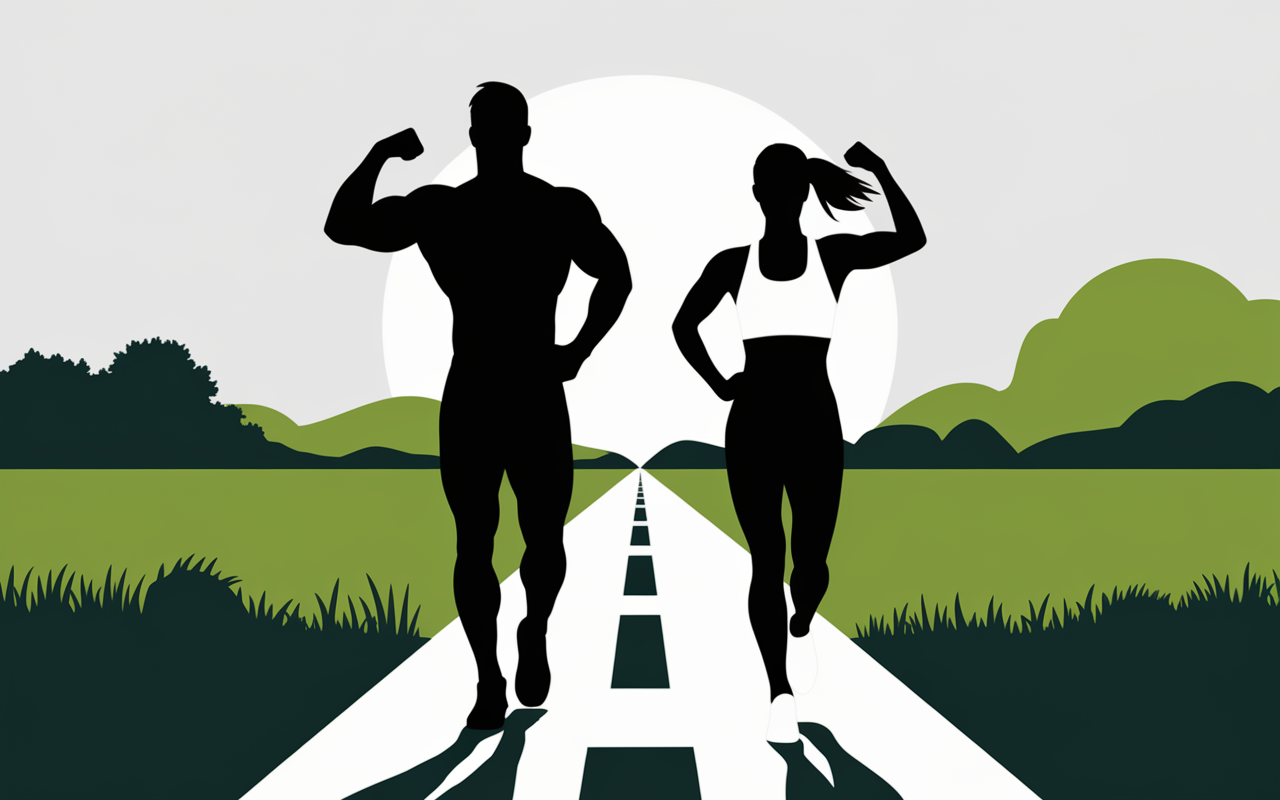 Perte de muscle progression silhouettes sportives sentier
