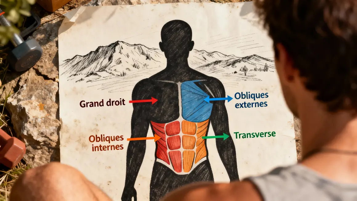 groupes musculaires abdominaux silhouette