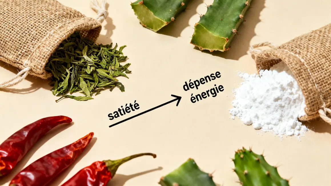 Fibres, thé vert, cactus, piment pour satiété et énergie