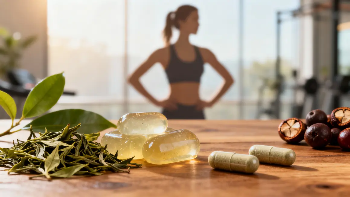 Ingrédients actifs gelules bruleurs de graisse naturels sur table