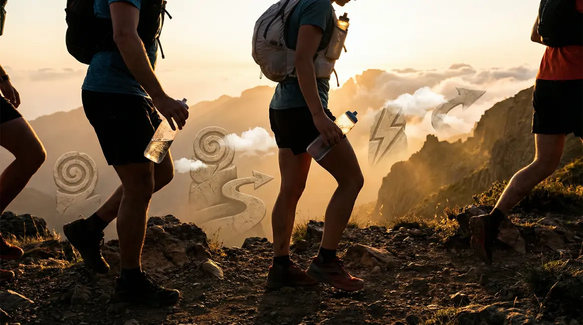 scene de trail avec cuisses musclées et energie destockeur graisse puissant