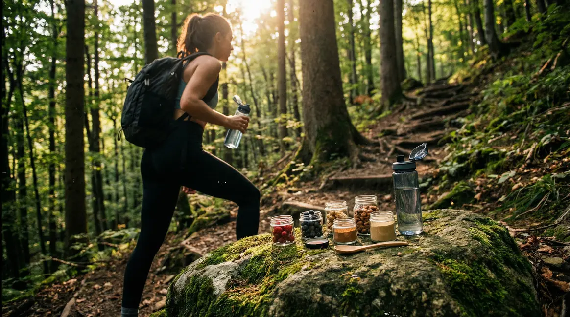 miniweight, sportif sur sentier forêt avec compléments naturels