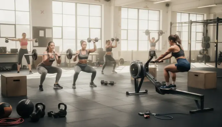 groupe femmes crossfit salle exercices