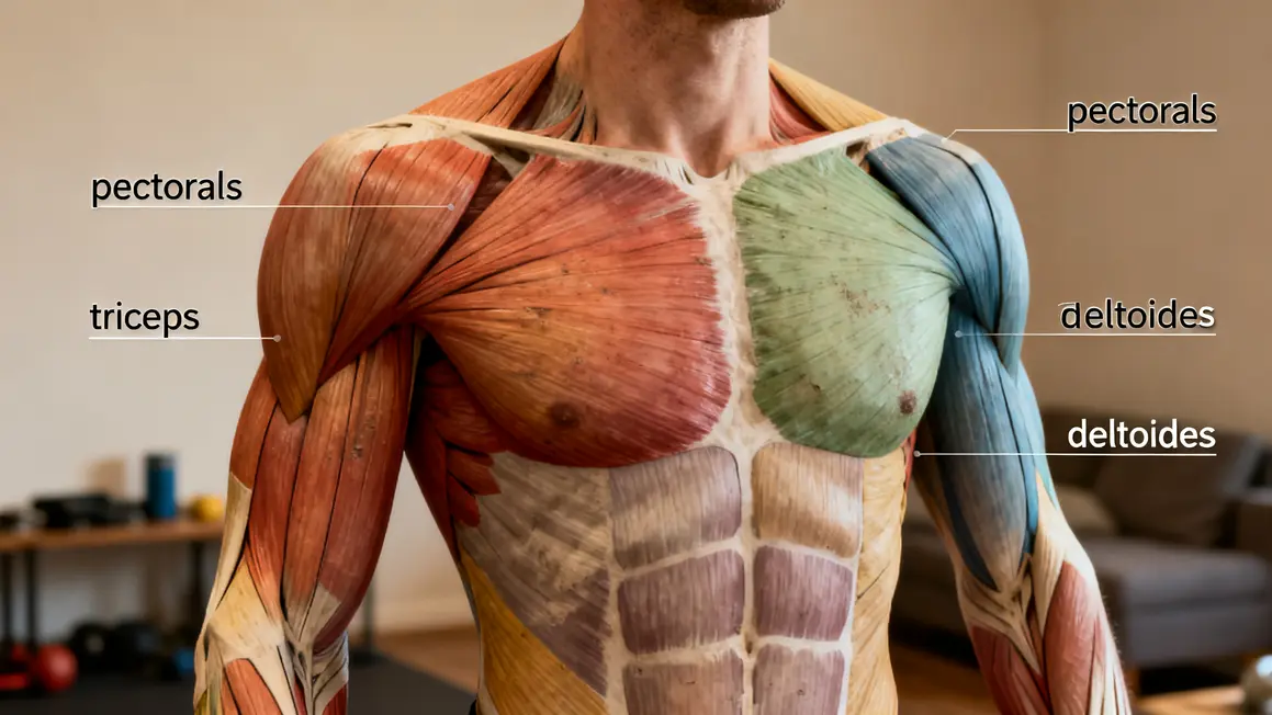 Schéma muscles pectoraux triceps deltoïdes développé couché