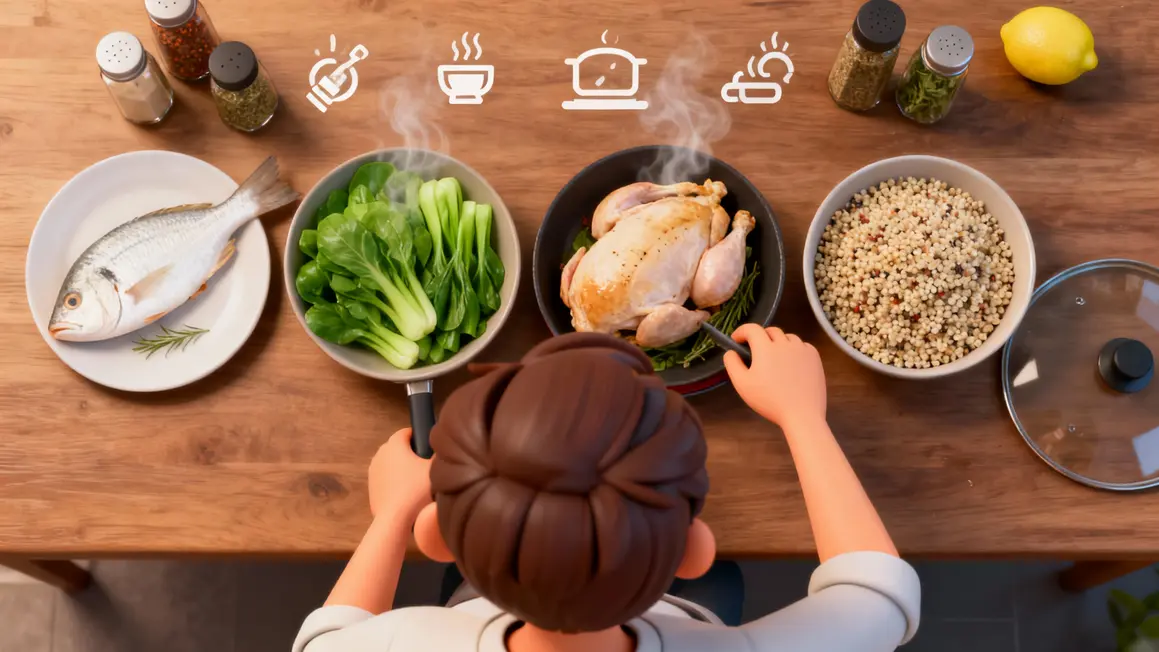 Structurer menu sans graisse aliments cuisson vapeur