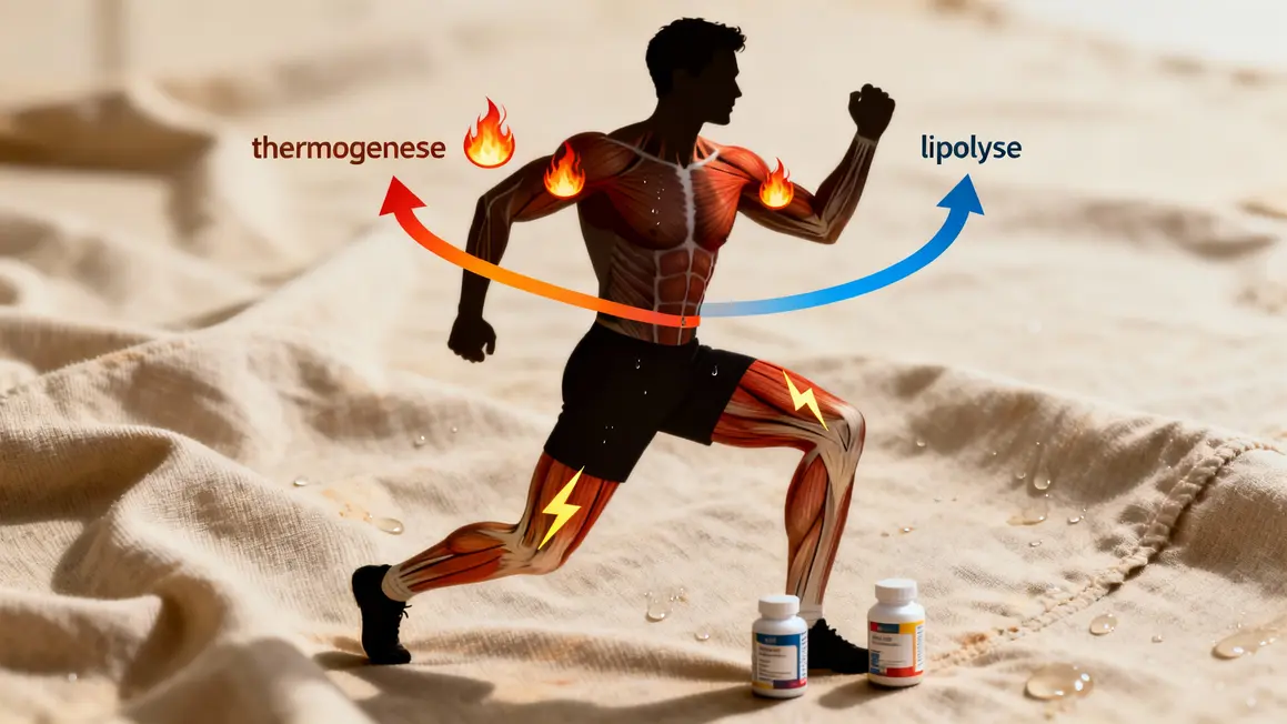 schéma effets thermogenèse lipolyse sur homme sportif