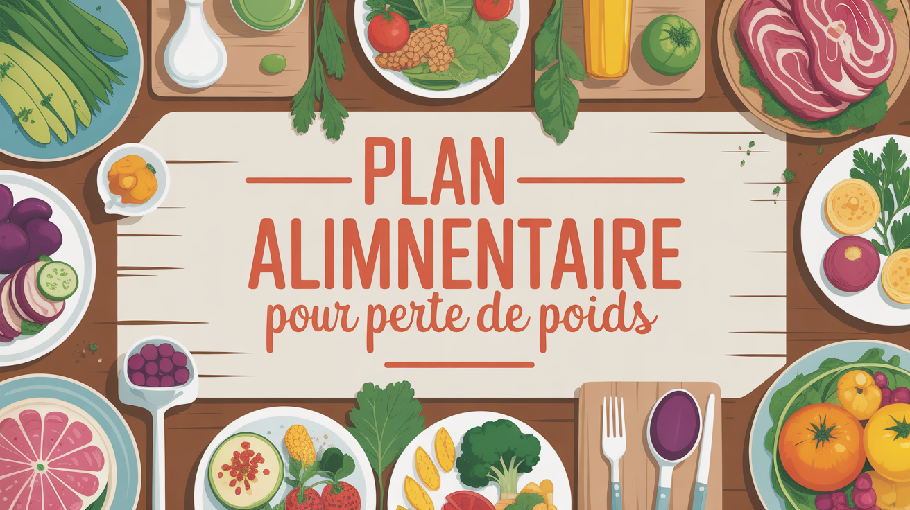 Plan alimentaire pour perte de poids présentation assiette équilibrée