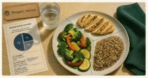 Que faut il manger pour perdre du poids : assiette équilibrée légumes, protéines, quinoa