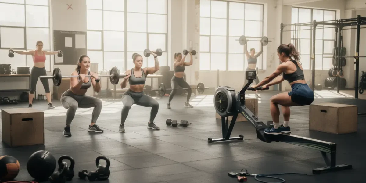 groupe femmes crossfit salle exercices