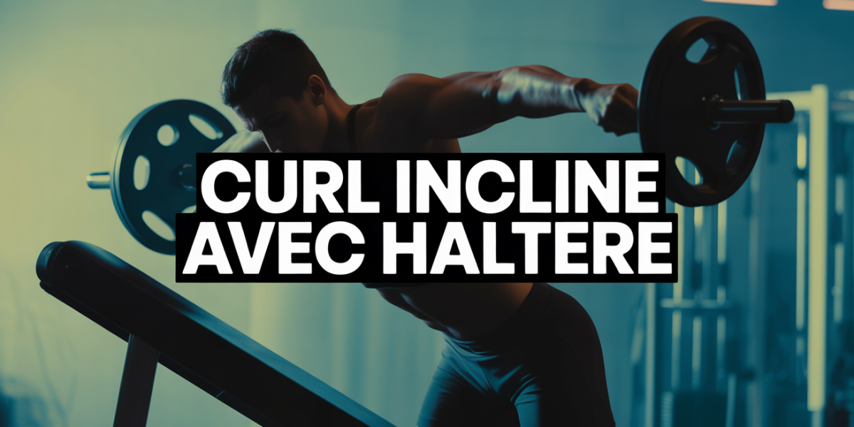 curl incline avec haltere sur banc dans salle musculation