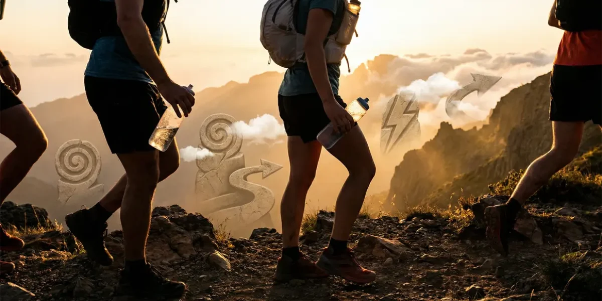 scene de trail avec cuisses musclées et energie destockeur graisse puissant