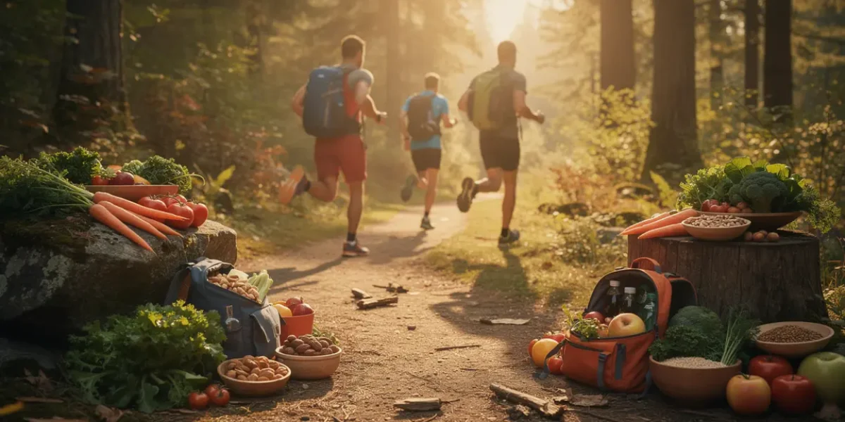 Sportifs sur sentier et aliments riches en vitamine A
